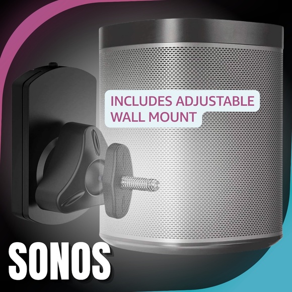 SONOS Play:1 Compact Wireless WiFi Smart Speaker & WALI Wall Mount - Black - Picture 2 of 16